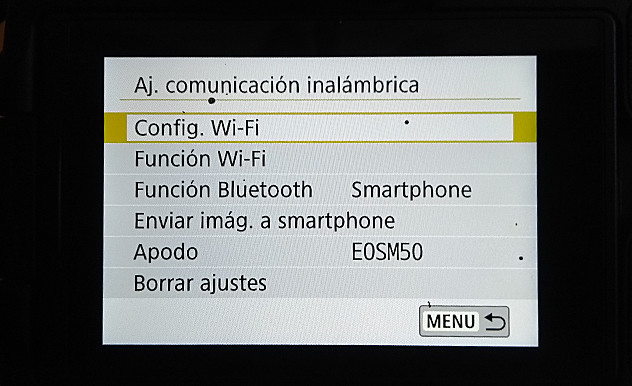 camara menu herramientas wifi